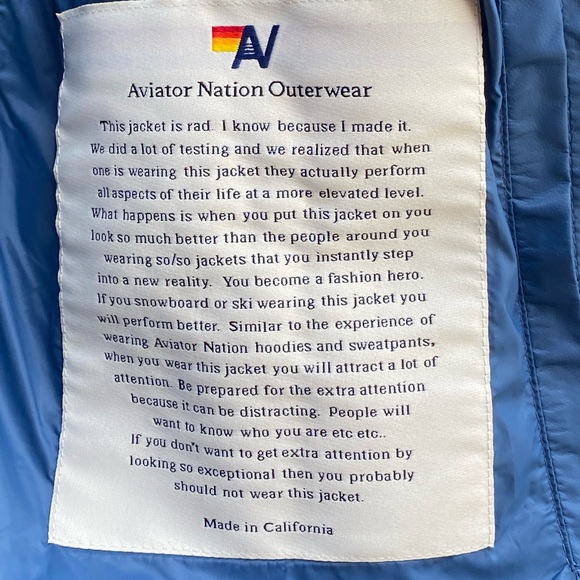 Aviator Nation 4-Stripe Cobalt Puffer Jacket - Picture 6 of 6